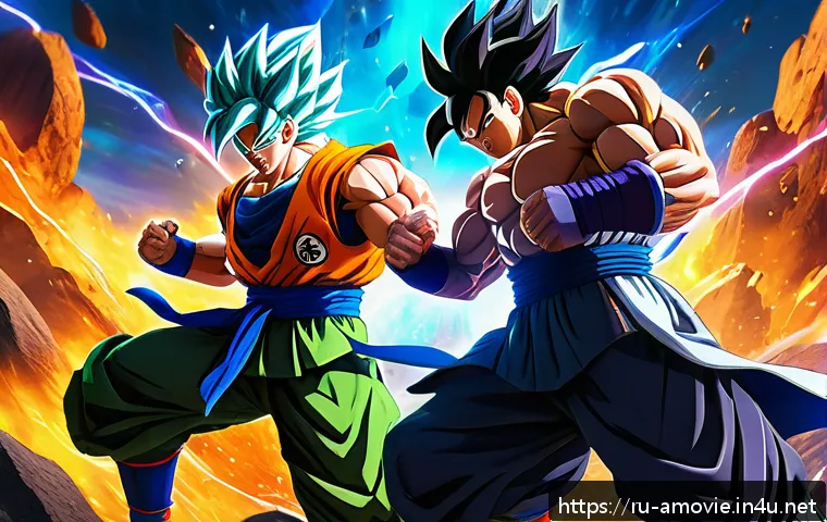 영화  드래곤볼  슈퍼 브로리  일본에서의 인기 - A highly detailed and dynamic anime-style battle scene inspired by Dragon Ball Super Broly, featurin...