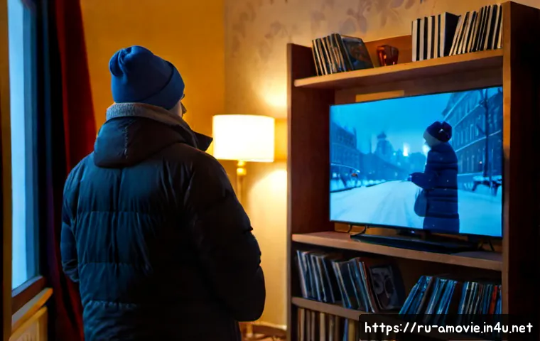 Home 17 일본 애니메이션 영화와 주요 감독들 - Photorealistic cinematic scene of a cozy Moscow apartment living room on a snowy evening, a Russian ...